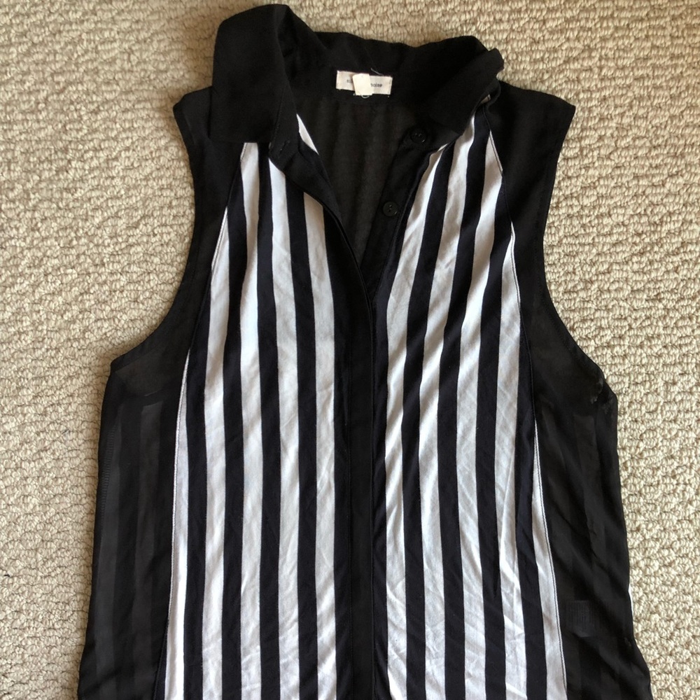 Black and white stripped, button down tank.